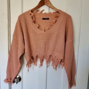 Zaful frayed cropped sweater
